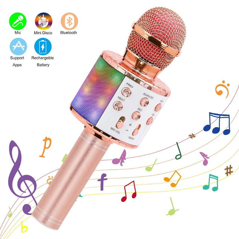 5in1 Wireless Bluetooth karaoke handheld Microphone for Kids Singing Colorful light Eliminate Music original KTV sound Speaker