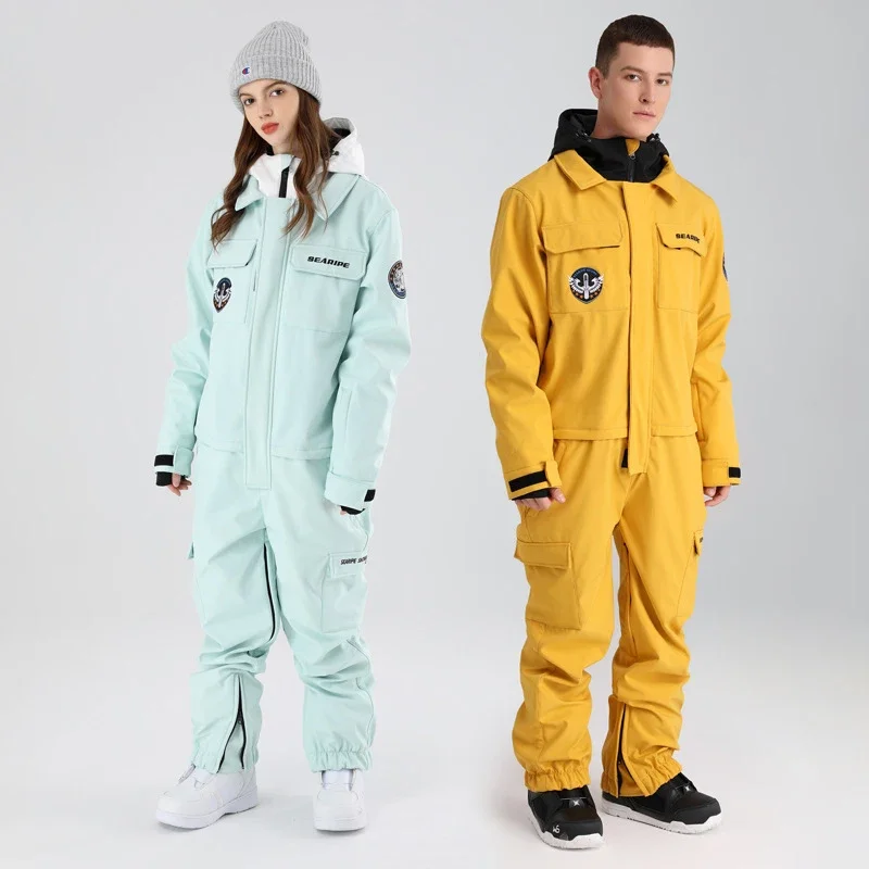 Winter Ski Suit One-Piece Men Women Windproof Waterproof