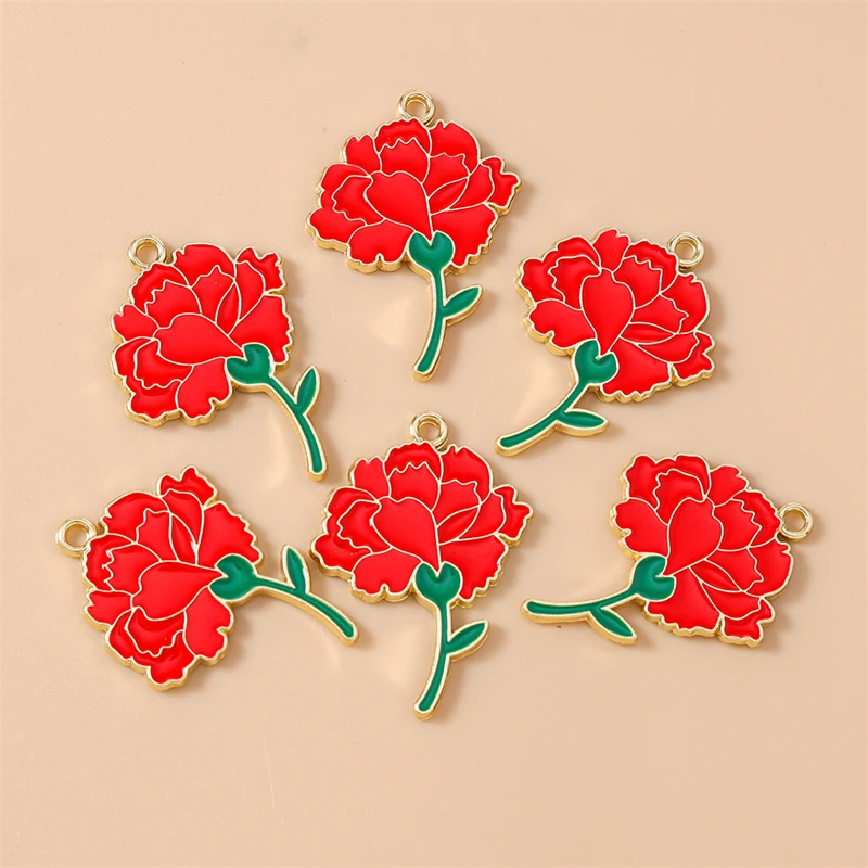 20 Stück 23 x 31 mm niedliche Emaille-Blumenanhänger für die Schmuckherstellung, Ohrringe, Halsketten, Armbänder, Zubehör, DIY-Bastelbedarf – Detail 9