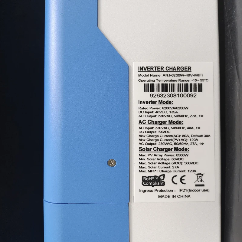Hybrid Solar Inverter MPPT 11KW 6.2KW 48V 230VAC Pure Sine Wave On Grid Photovoltaic Inversor 160A 120A Solar Controller PV 500V, Solar Inverter, Sine Wave Inverter