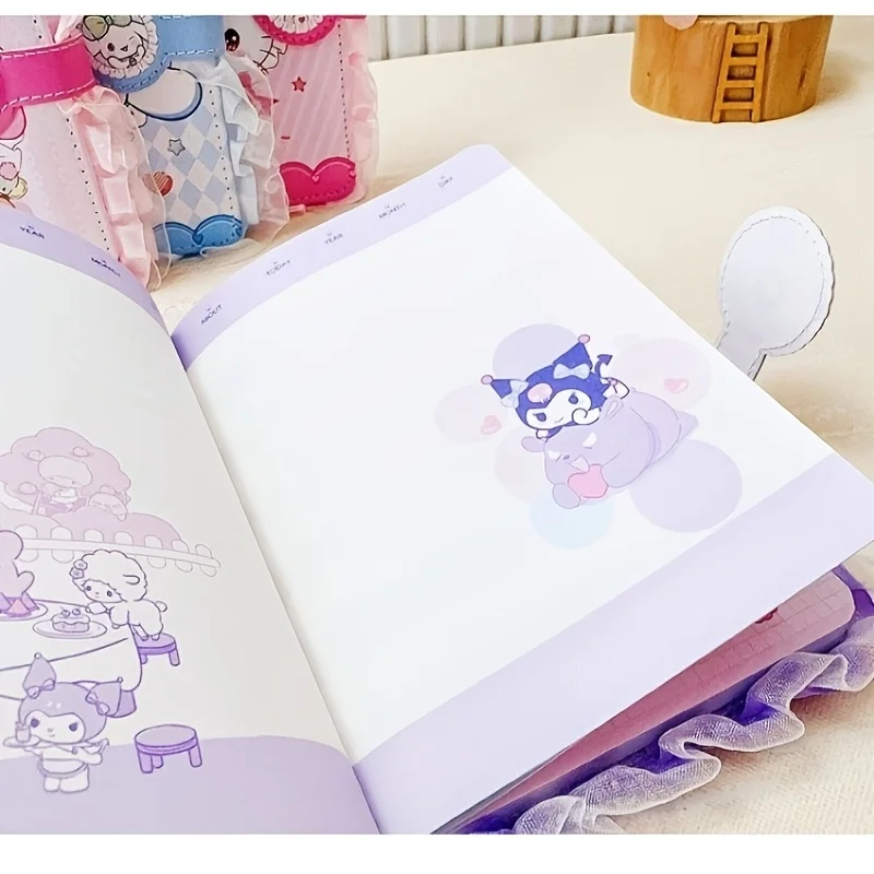 산리오 쿠로미 레이스 트림 마그네틱 잠금 PU 스트레스 해소 귀여운 저널 노트북