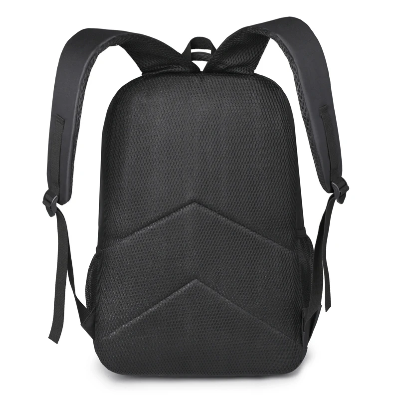 Large-capacity backpack - laptop backpack with padded shoulder straps and side pockets - black backpack