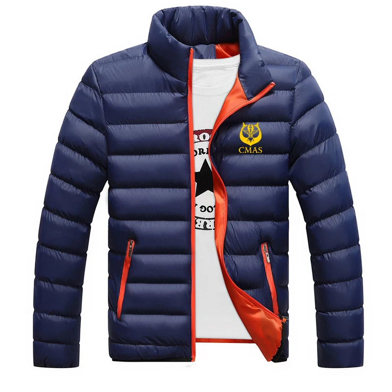 2023 New Scuba Diving CMAS Winter and Autumn Fleece Men's Printing Fashion Solid Color Pullover Zip Jacket Cotton Clothes