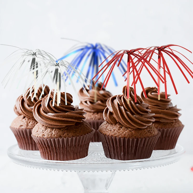 30/60 Stück Bunte Holz Feuerwerk Kuchen Topper Bar Party Feuerwerk Obst Zahnstocher Kuchen Dekor Hochzeit Geburtstag Cupcake Picks – Detail 6