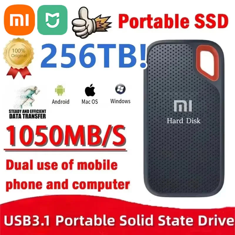 Xiaomi Mijia High Speed External Hard Drive 128TB 256TB Hard Disk Portable SSD USB3.1 Type-C Interface Storage Device for Laptop