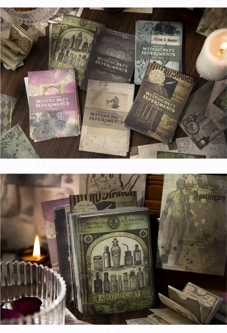 JIANQI 50pcs/pack Witchcraft experiment Materials Paper Decorative Diy Diary Album Scrapbooking material junk journal supplies