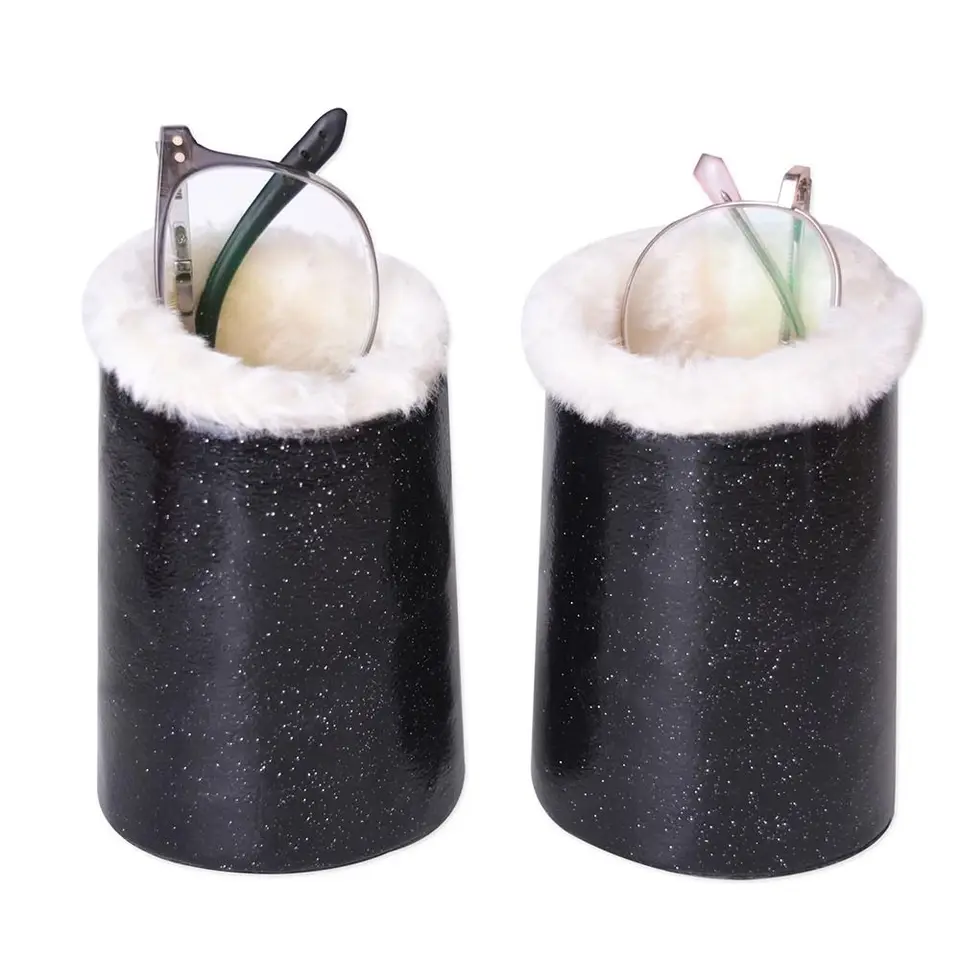 Porta Occhiali A Doppia Testa Foderato In Peluche – Supporto Antigraffio In Pelle PU Per Occhiali Da Sole E Da Vista - 3