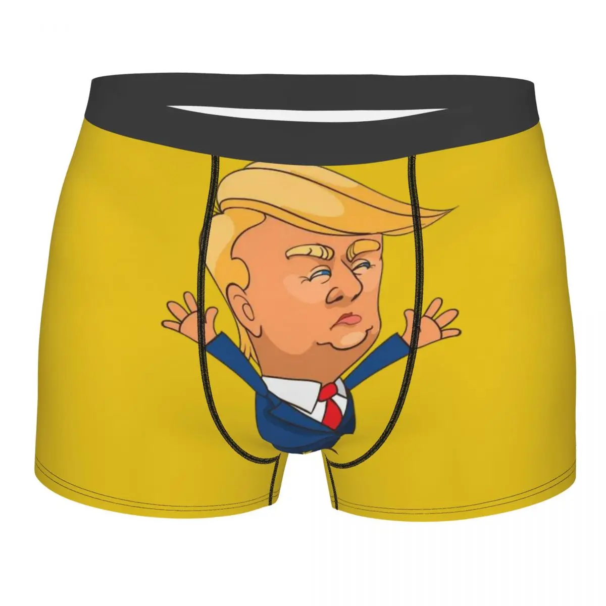 Donald Trump Cartoon Men's Boxer Briefs,Highly Breathable Underpants,High Quality 3D Print Shorts Birthday Gifts