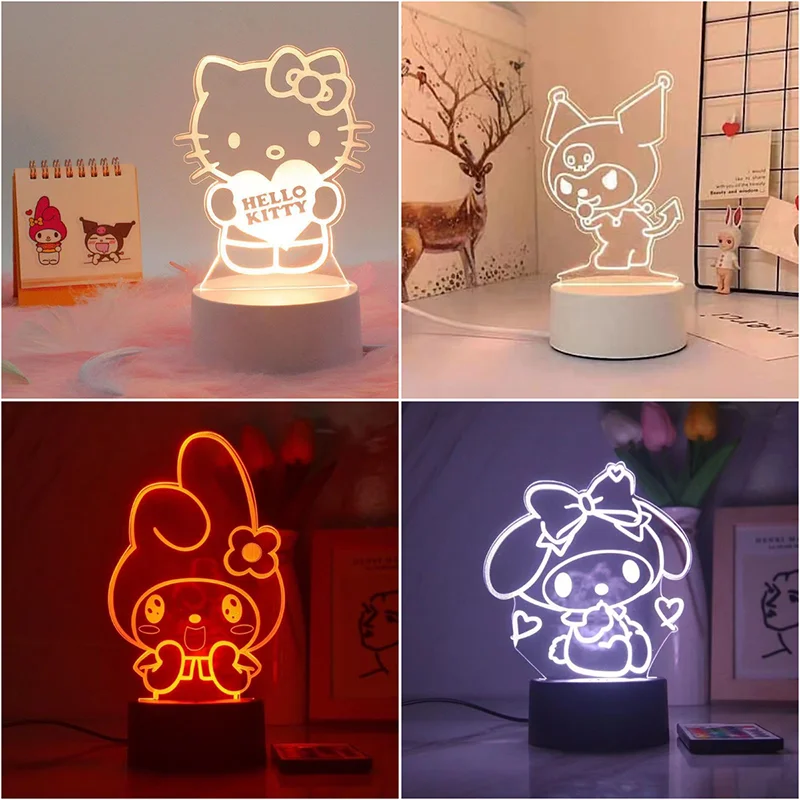 KawaiiNightLightTableLampHelloKittyMyMelodyCinnamorollKuromi
