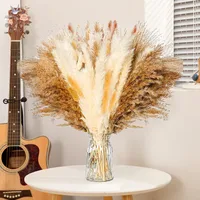 100Pcs Natural Fluffy Pampas Dried Flowers Bouquet