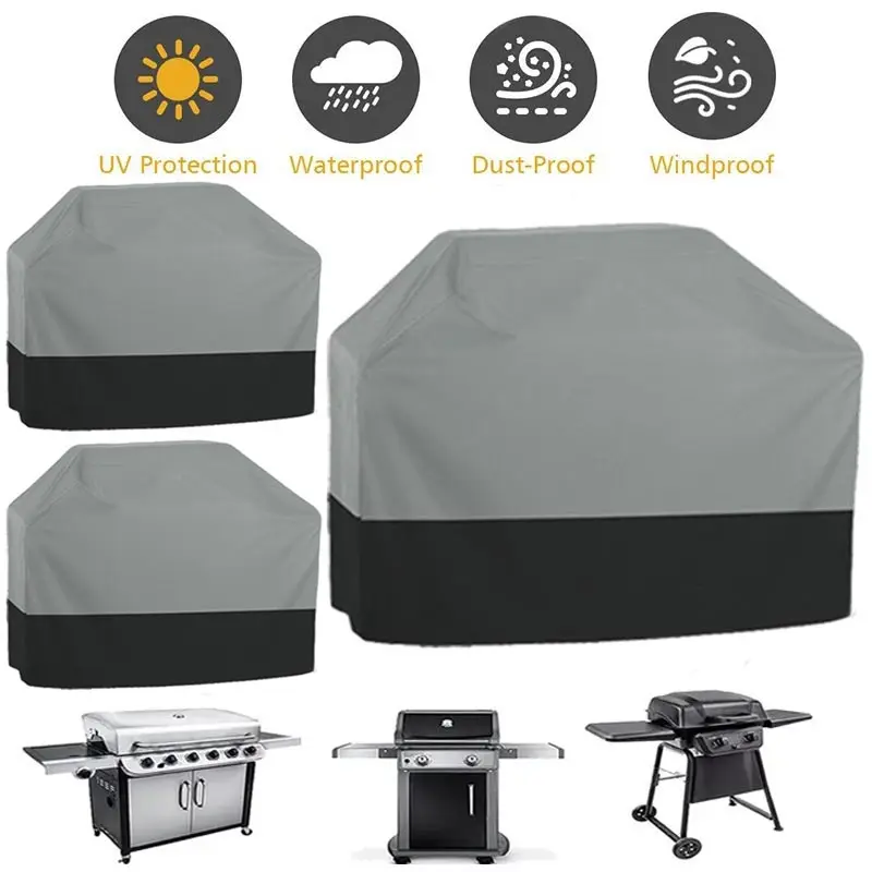 

210D Outdoor BBQ Cover Anti-Dust Waterproof Heavy Duty Grill Cover Rain Protective Oven Cover Garden Barbecue Cover Accessories