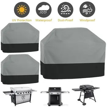 210D Outdoor BBQ Cover Anti-Dust Waterproof Heavy Duty Grill Cover Rain Protective Oven Cover Garden Barbecue Cover Accessories