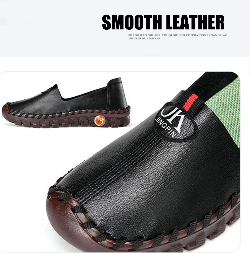 Thick Sole Flats Korean Shoes For Women Cozy Leather Slip On Moccasins Pregnant Woman Wide Fit Orthopedic Shoes Women's Loafers women shoes