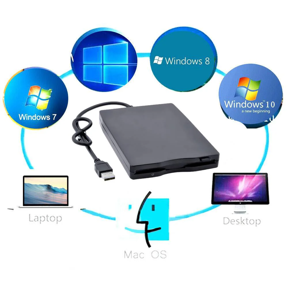 노트북 외부 디스켓 드라이브, 휴대용 USB 20 플로피 디스크, 높은 데이터 전송 드라이버, 윈도우 윈도우 Win7 (블랙)