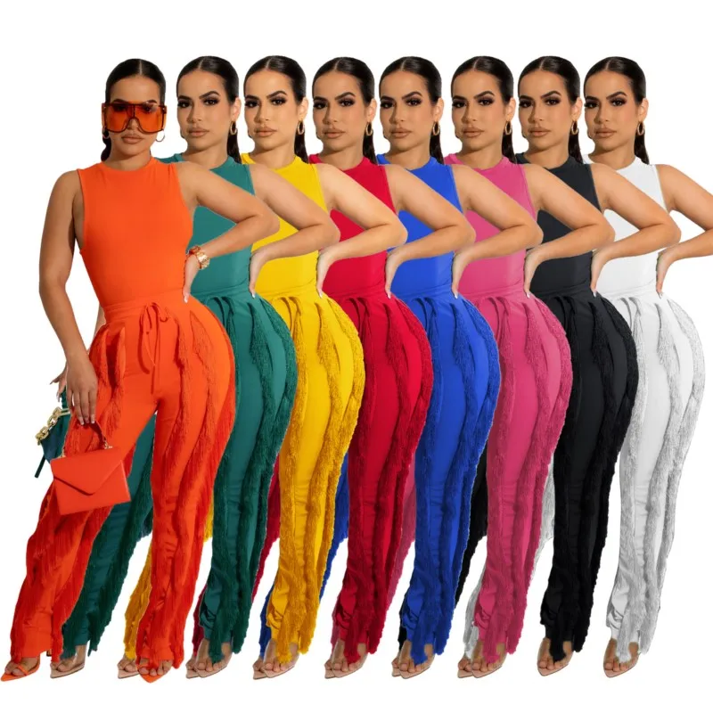 

Beach Pareos For Women, Bikini Cover, Pareo To The Dress, Two Piece Pants, Sleeveless Set, Lace, Sexy Print Polyester For