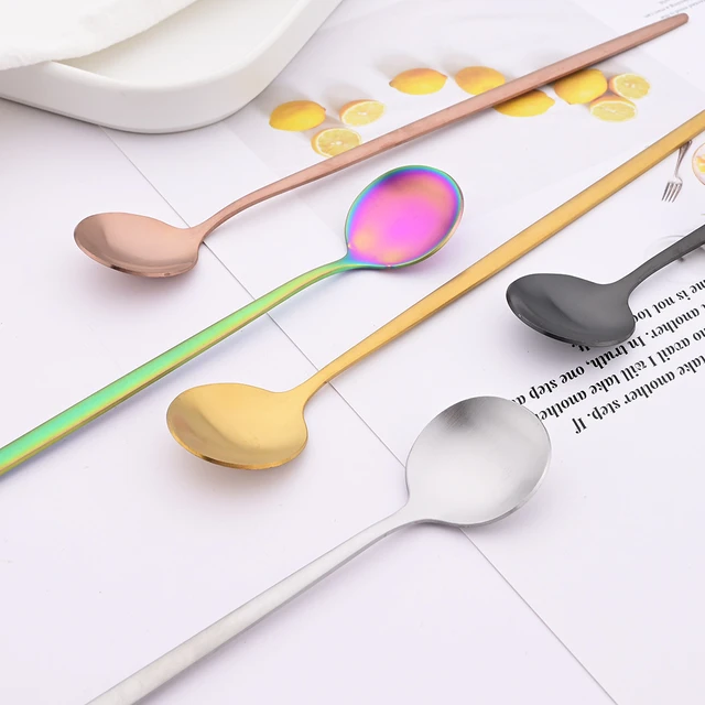 Eco Spoon Cuillère En Métal En Acier Inoxydable Glace 7 Couleurs