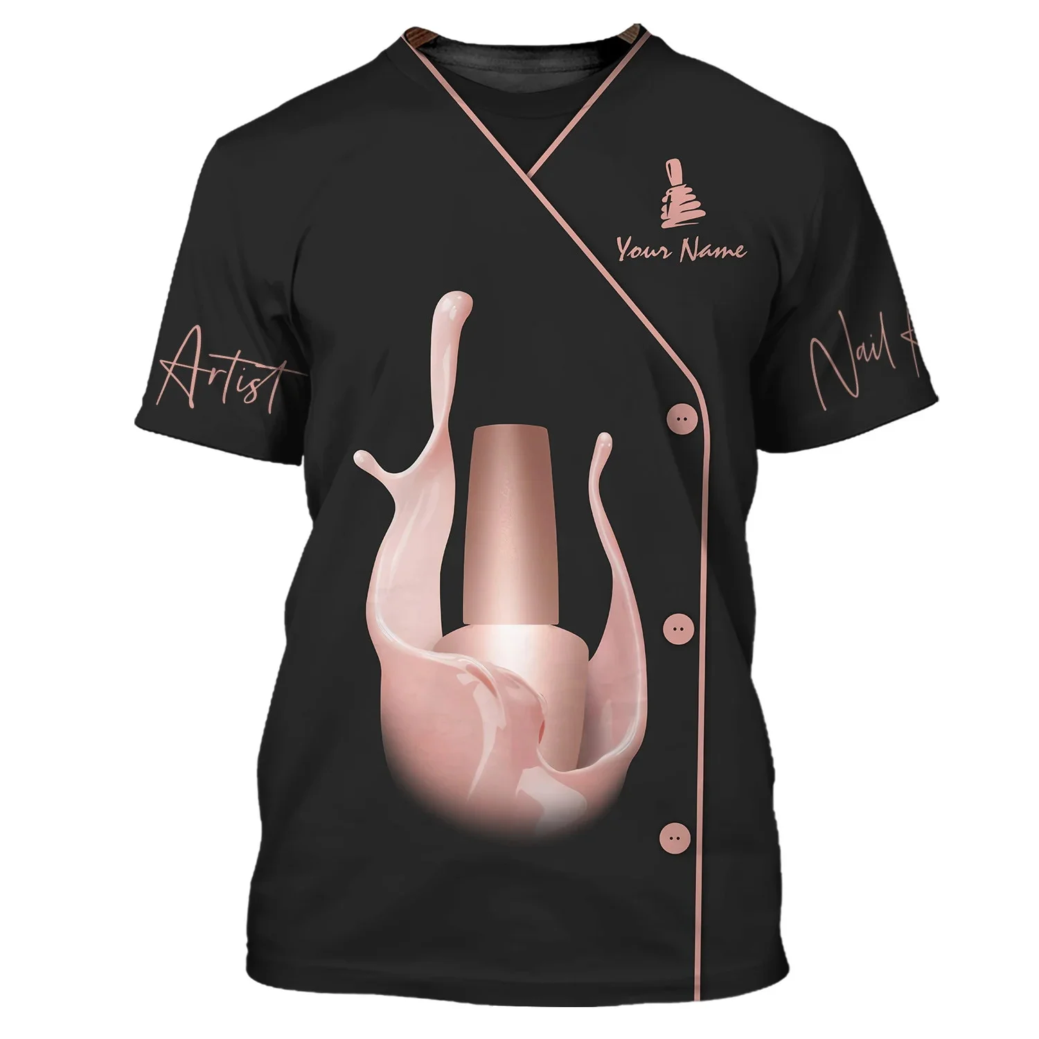 Neueste Nagel Künstler Sommer T shirt Custom Name Nagel Salon Uniform Manicurist Geschenk 3D Gedruckt Unisex t hemd Casual Tops DW166 – Detail 34