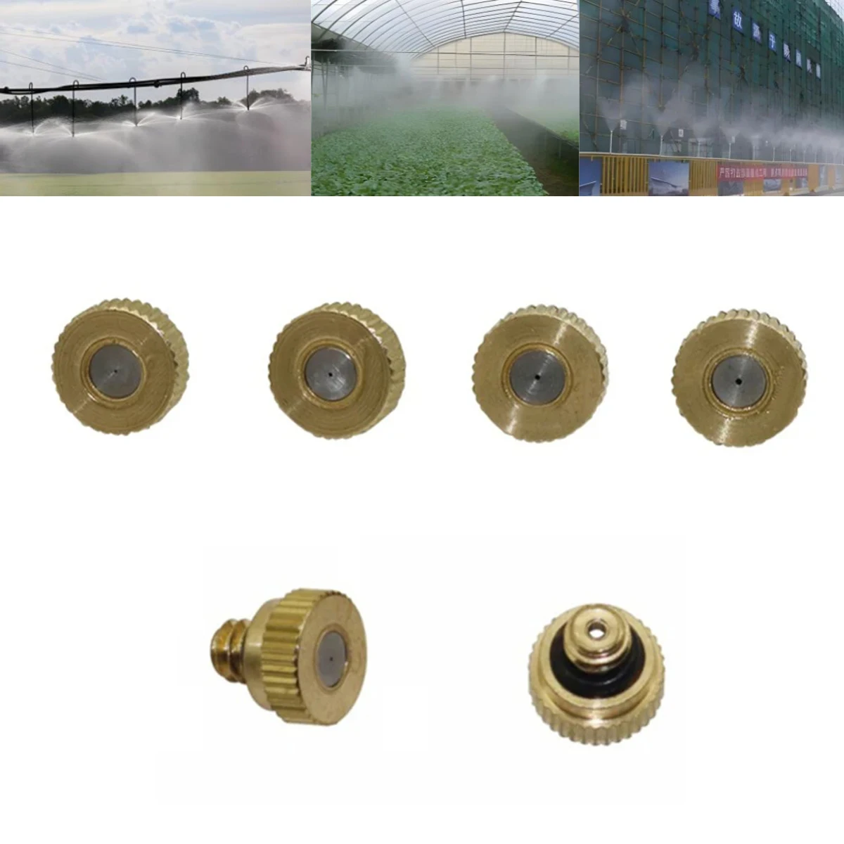 Misting Nozzles 3/16" Male Thread Interface Orifice 0.2-0.5mm Copper Low Pressure Misting Nozzle Garden Lawn Irrigation Cooling Sprayer Head 5Pcs