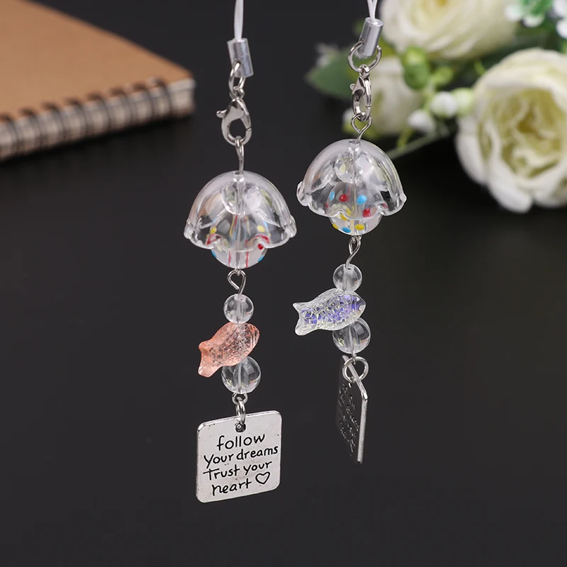 Transparenter Schlüsselanhänger, niedlicher Goldfisch, Windspiel, Anhänger, Schlüsselanhänger, Handy-Lanyard, Kawaii-Tasche, dekoratives Zubehör, Heimdekorationen – Detail 6