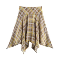 Chic Fashion Plaid Midi Skirts Two Piece Sets For Women 2025 New Scarf Collar Cape Tops Women's Suits Elegant Woman Outfits ﻿ - Image 5