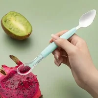 Stainless Steel Baby Cutlery Silicone Double Head Scraping Fruit Puree Spoon Complementary Food Spoon 1