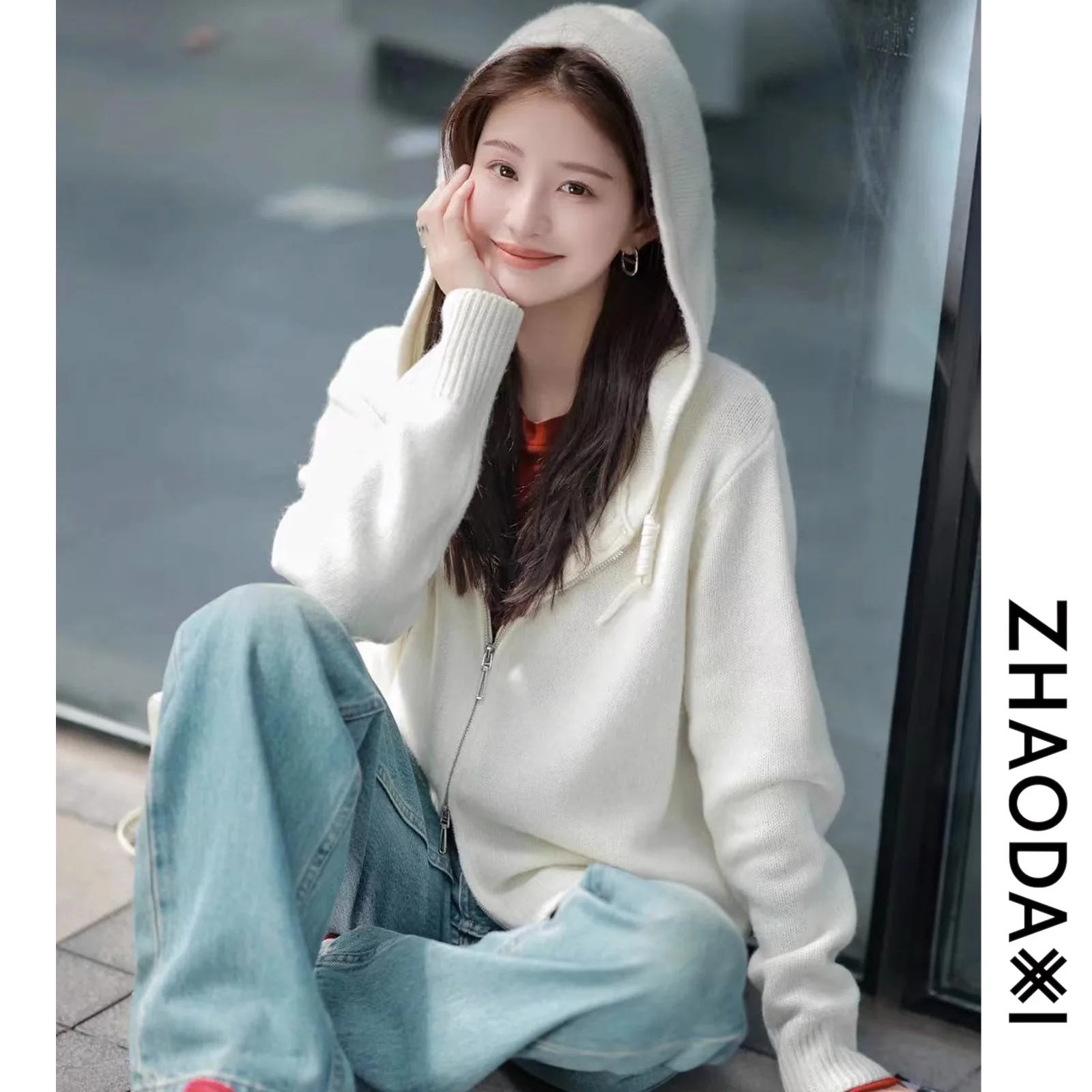

Casual Hooded Double-Head Zip Outer Wear Inner Sweatshirt 2023 fashion women's Clothing