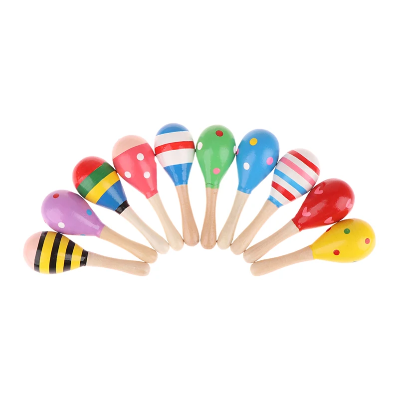 2Pcs Cute Mini Wooden Sand Hammer Maracas Rattle Shaker Toys For Baby Musical Instruments Baby Shower Party Favors Gift Kids