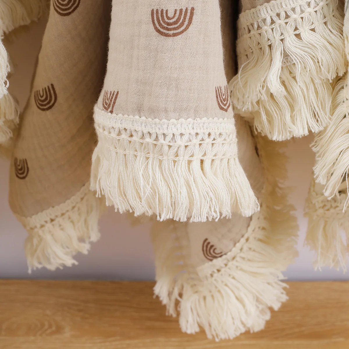 New Baby Cotton Muslin Tassels Swaddle Soft Newborn Wrap Receiving Blanket Sleeping Blanket Diapers Baby Bath Towel 100x120cm 6