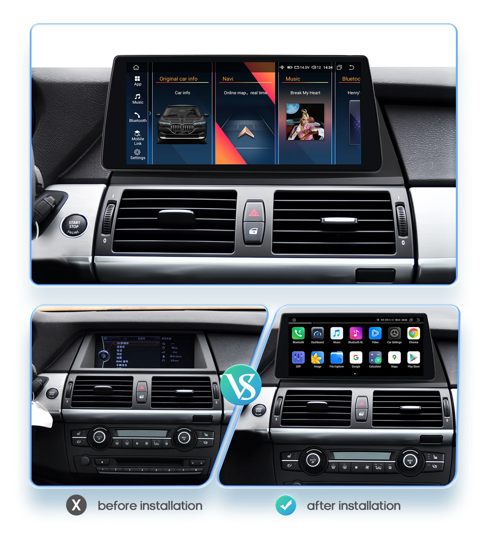 Hizpo Android Autoradio for BMW X5 E70 X6 E71 CCC CIC 2007 - 2013 UI8581 Intelligent Multimedia GPS RDS DSP Android Auto CarPlay