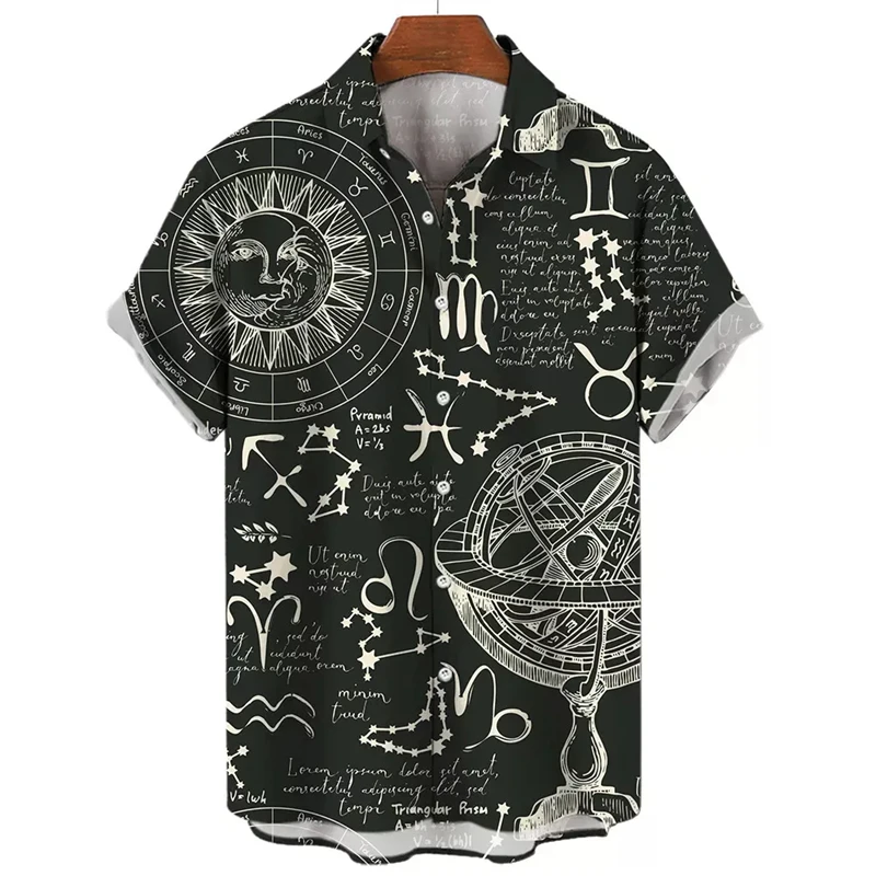 2024 Summer Compass Graphic Men Hawaiian Shirt 3d Print Shirts For Men Vintage Plus Size Hawaiian Shirts Beach Retro Camisa Tops 3