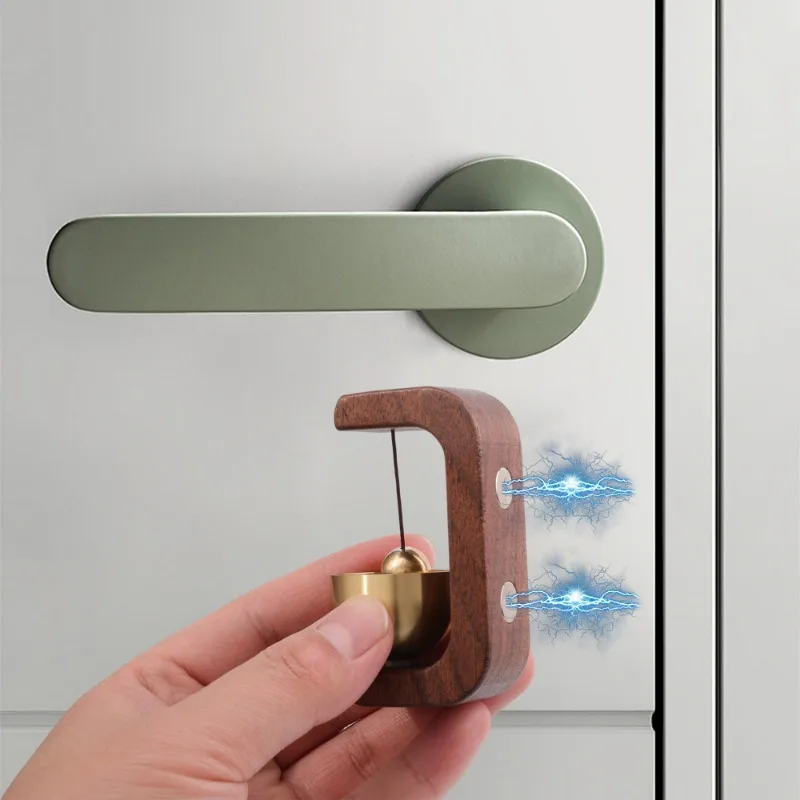 Wooden Doorbell Magnetic Brass Wind Chimes Wireless Doorbell Entrance Door Bell Pendant Home Hanging Decorations