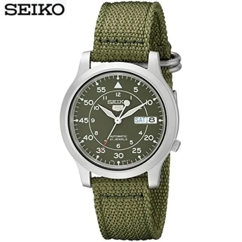 Orologio Da Uomo Seiko Snk805 Orologio Automatico In Acciaio Inossidabile Con Orologio Al Quarzo In Tela Verde Orologi Da Uomo Casual Di Moda