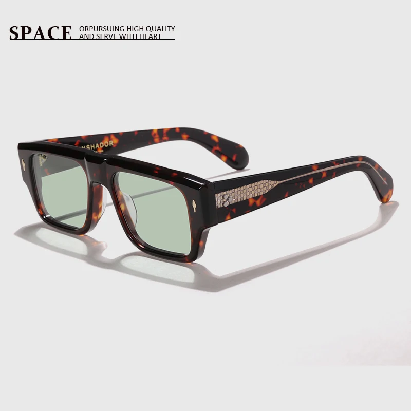 SDEVOTO Quadratische UV400 Sonnenbrille für Männer und Frauen, Tortoiseshell Klassische Brillen, Individuell Gravierbar, Outdoor-Reitbrille, Anti-UV Pro
