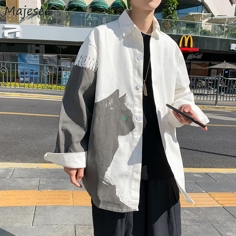 

Рубашка мужская с длинным рукавом, дизайнерская красивая одежда в стиле ретро, в стиле пэчворк, в японском стиле, в стиле преппи, унисекс, Ins