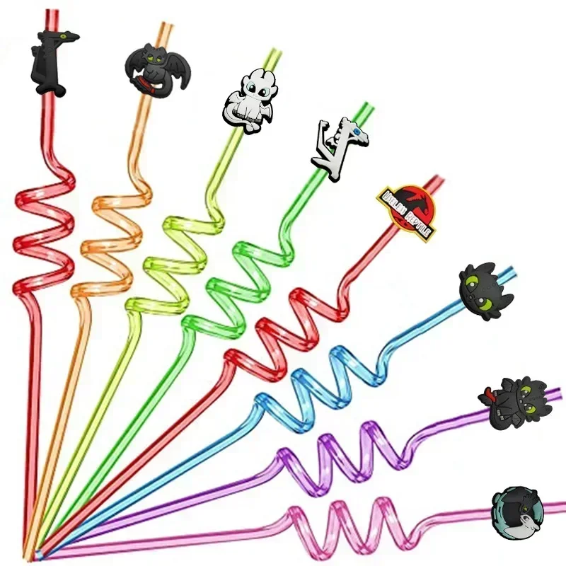 8pcs How To Anime Train Your Dragon Drinking Straws Kids Reusable Straw Birthday Party Supplies Decoration Toy Baby Shower Gift 1