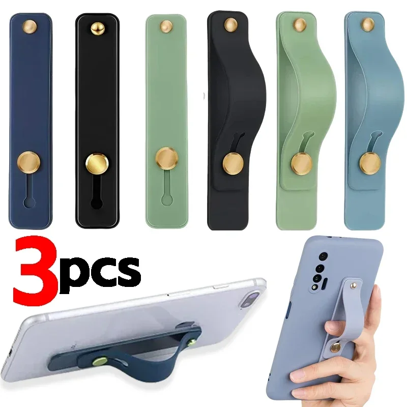 Adjustable Silicone Wrist Band Phone Holder with Push-Pull Grip & Desktop Stand