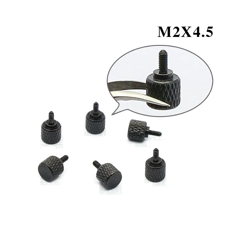 

10Pcs M2x4.5mm Carbon Steel Black Knurled Hand Tighten Thumb Screw Reticulated Pattern Tool Free Manual Black Pineapple Flower