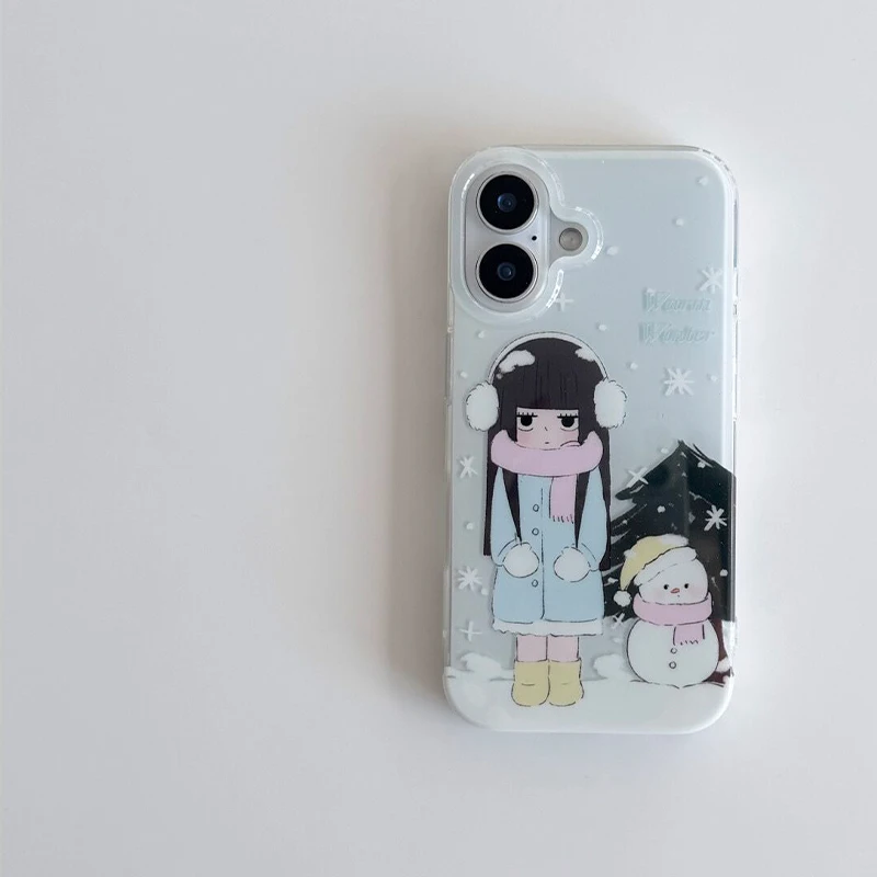 Cute Manga Girl Snowy Sky Phone Case - Trendy & Versatile Design