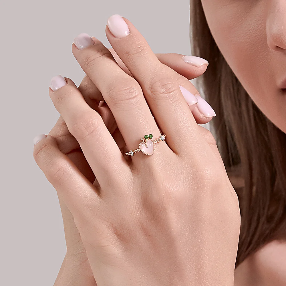 

Cute Heart Peach Ring for Women Trendy Fashion Heart Peach Fruit Adjustable Rings Summer Gift for Girlfriends Jewelry 2023 Trend