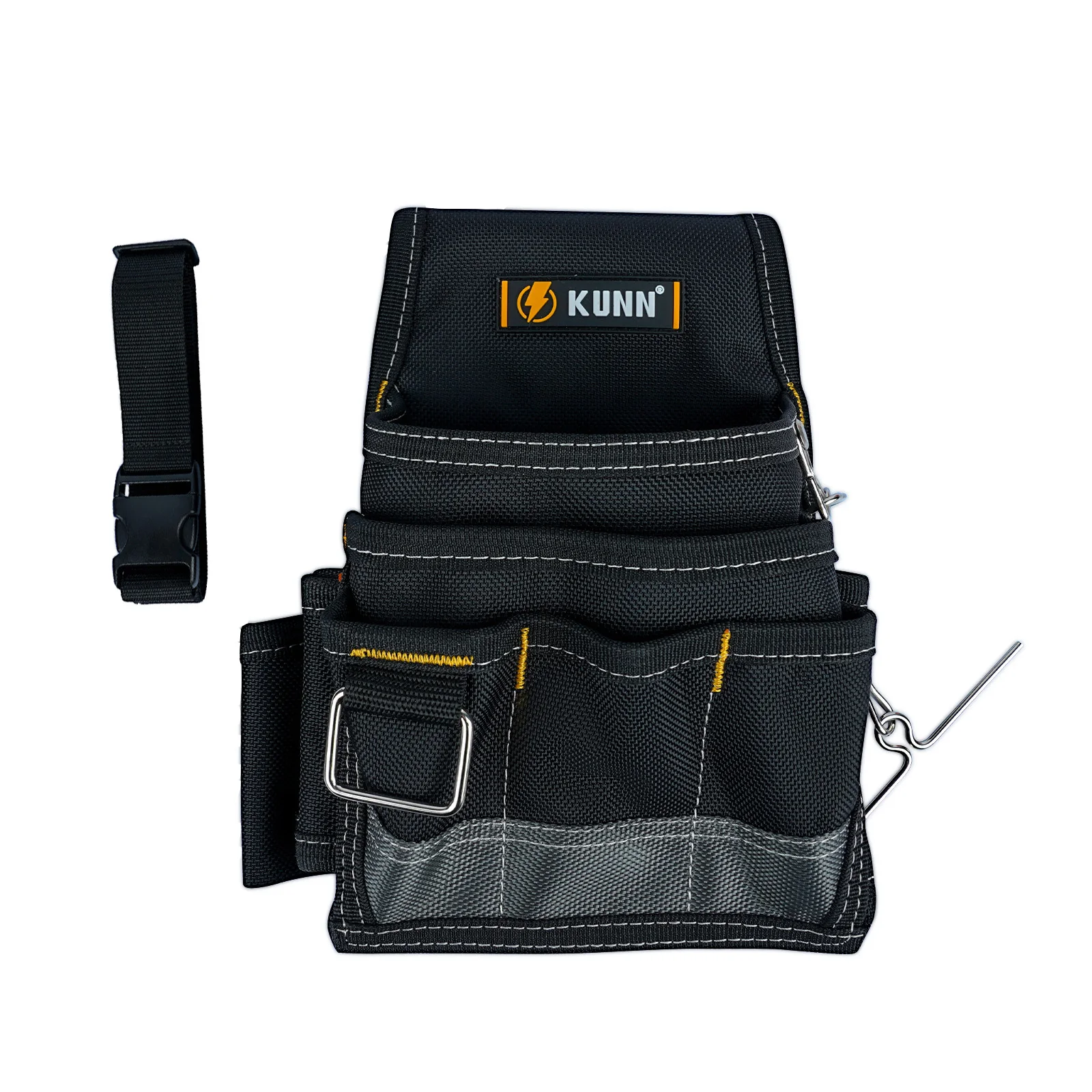 KUNN Pochette à outils pour électricien, pochettes à outils durables 1680D avec clip de ceinture, pochette d'électricien professionnel pour commerçant d'entretien