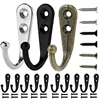 10pc Wall Mounted Single Coat Hanger Hook Rustic Robe Hook Black Metal Towel Hook Vintage Hanger for Hat Key Closet Bag Backpack 1