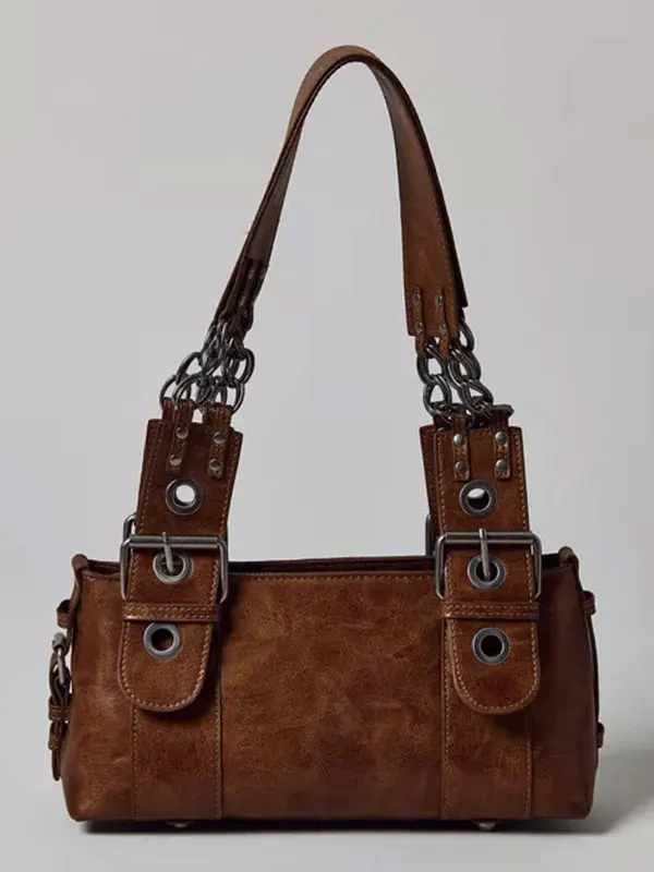 Retro Fashionable Women's Crossbody Bag Handbag Bowling Single Shoulder Bag Soft PU Leather Square Shape Internal Zipper Pocket