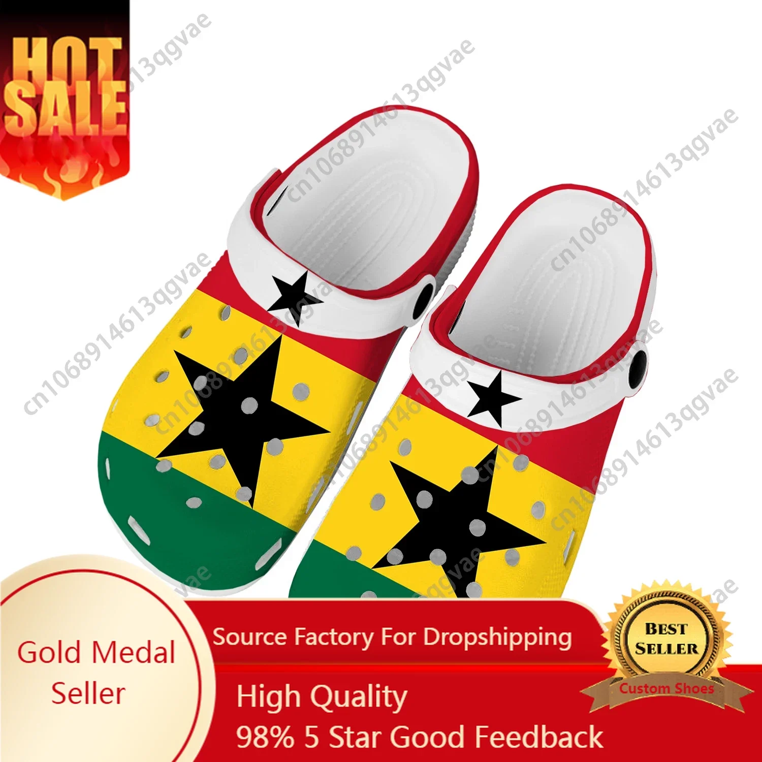 Ghanaian Flag Home Clogs Custom Water Shoes Mens Womens Teenager Ghana Shoe Garden Clog Breathable Beach Hole Slippers