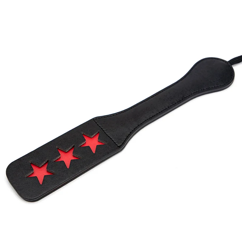 32cm PU Leather Flog Spank Hollowed out Double-Deck Paddle Horse Whip for Horse Training，Cosplay 2