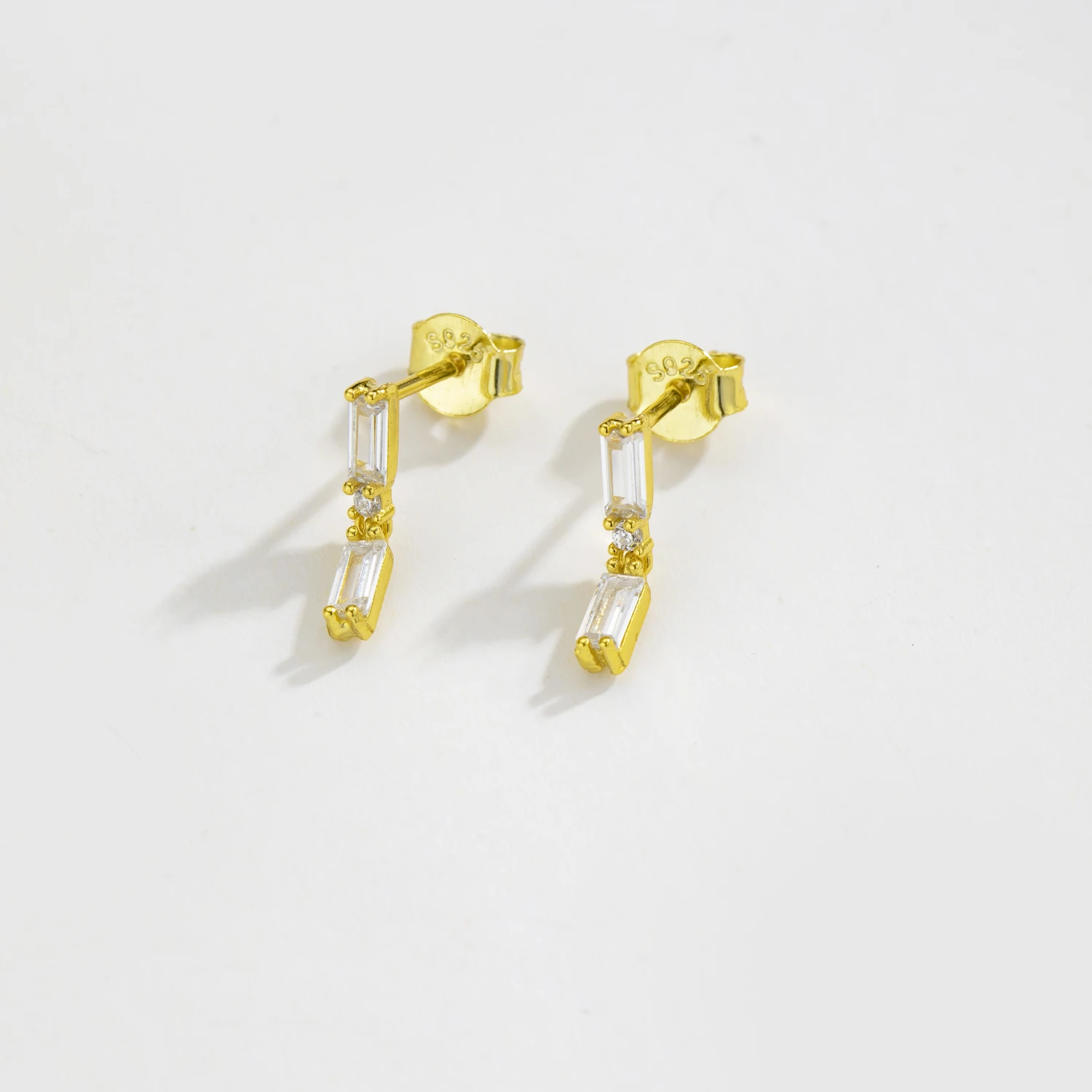 Vewant 100% 925 Sterling Silver Square Cz Zircone Piercing Orecchino A Goccia Gioielli Di Lusso Di Lusso Gioielli Di Cristallo Di Lusso