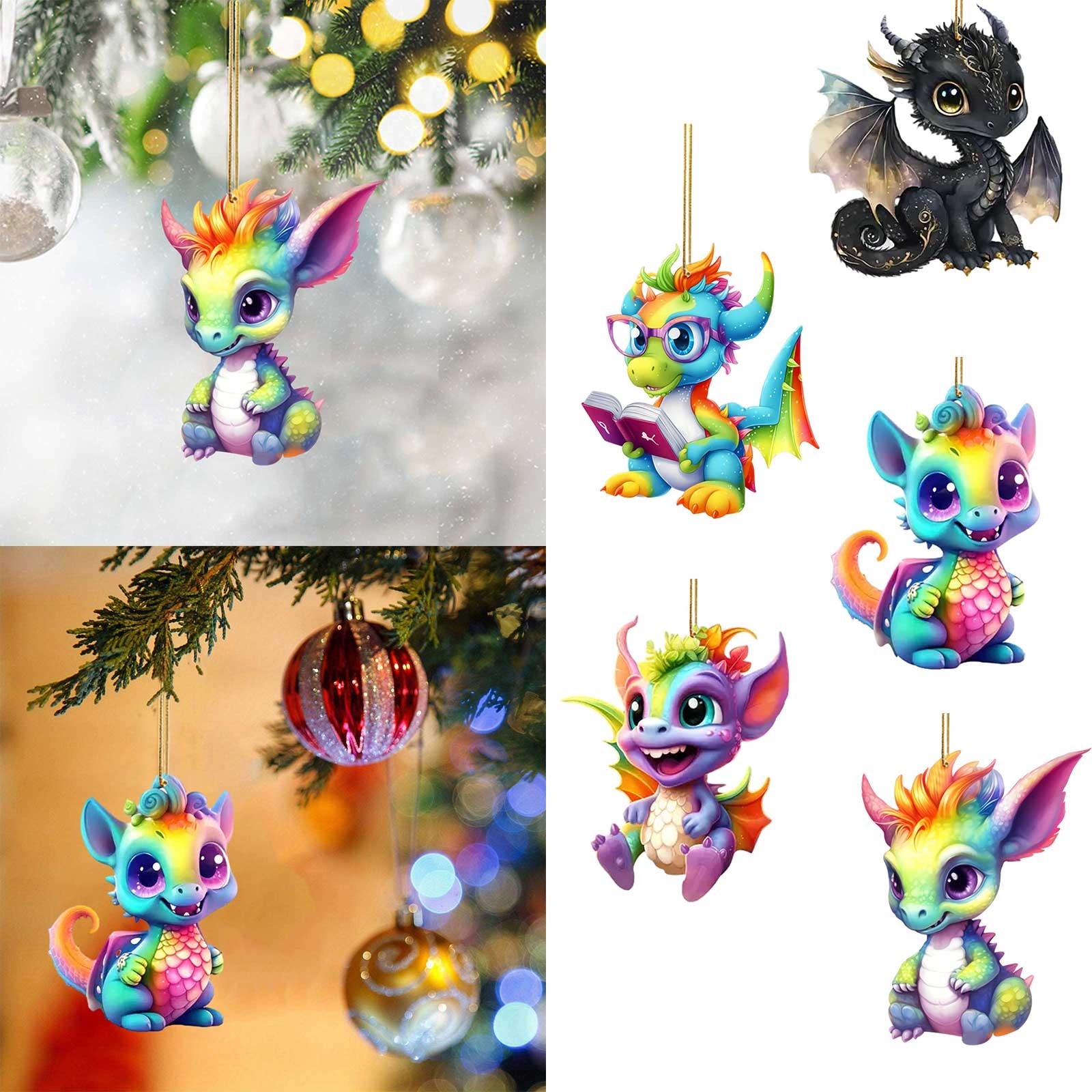 Cute Flying Dragon Baby Christmas Ornament Unique Shape Tree Hanging Ornament For 2024 Party Christmas Home Decor Gifts Toys