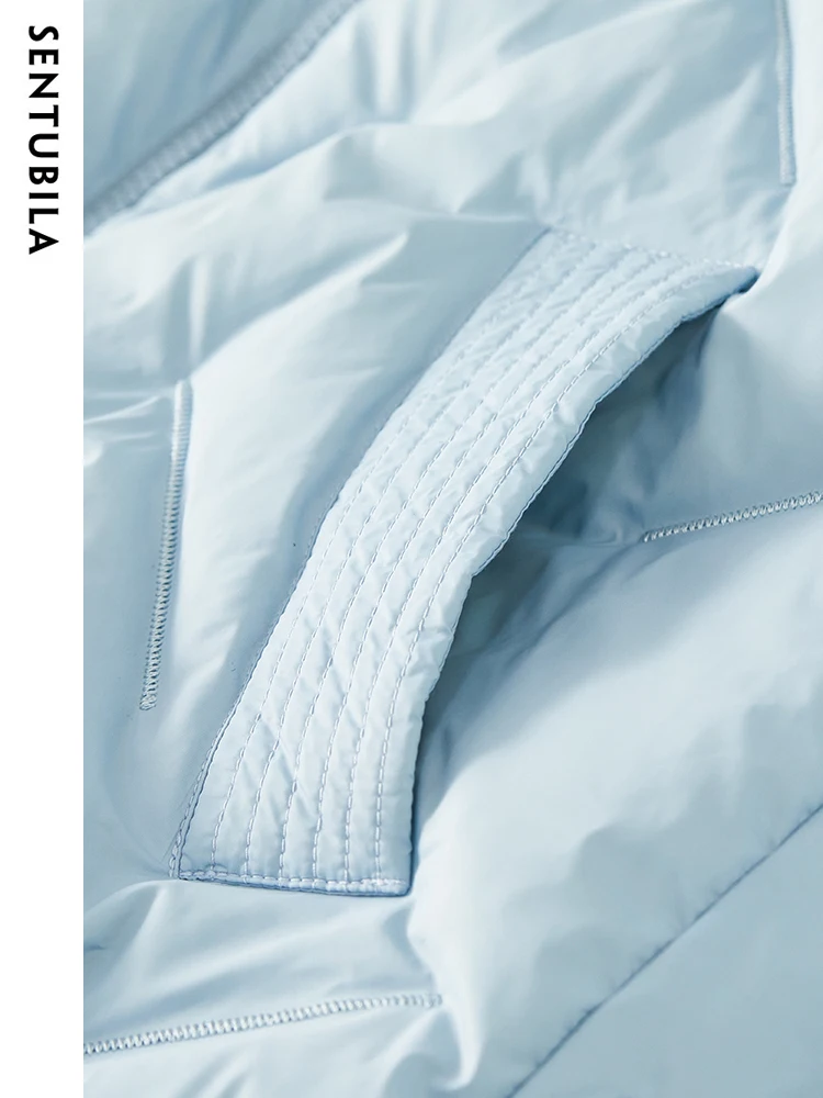 SENTUBILA Winter 90 White Duck Short Down Jacket Women 2023 Zipper Stand Collar Crop Down Coats Warm Puffer Jackets W34Y49505