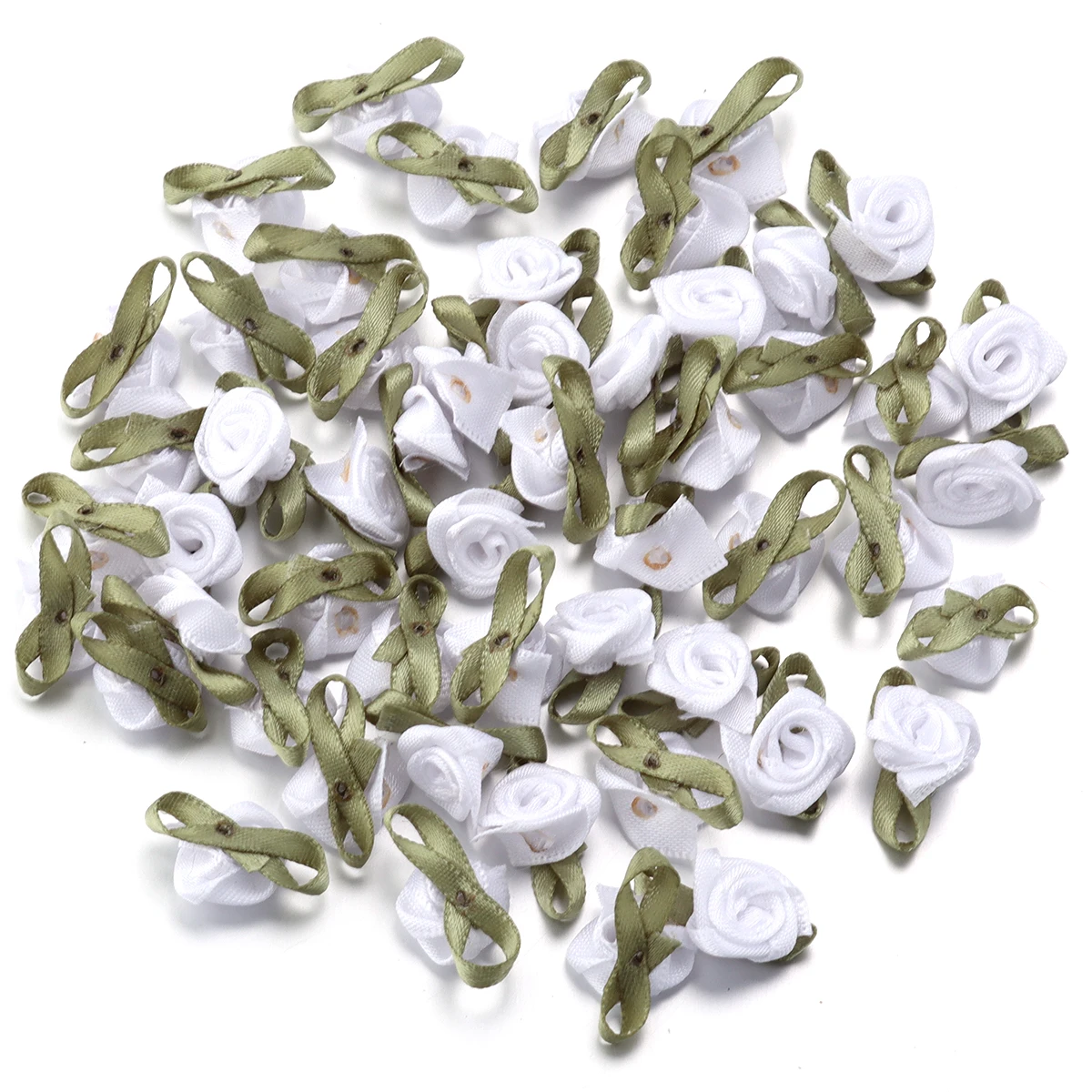 Set of 50 Mini Rose Artificial Flower Heads - Polyester Roses for DIY Wedding Decor and Craft Accessories