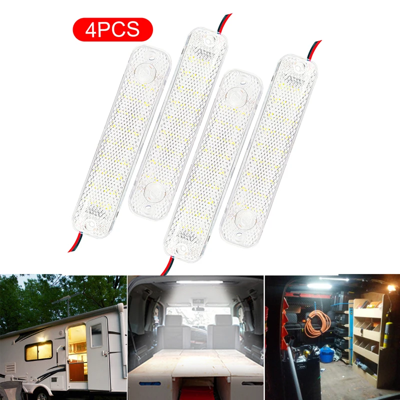 

4Pcs 36 LED Panel Light Car Interior Doom Reading Lamp High Brightness Cabin Lights For Van Truck RV Boat Camper Lights Strip