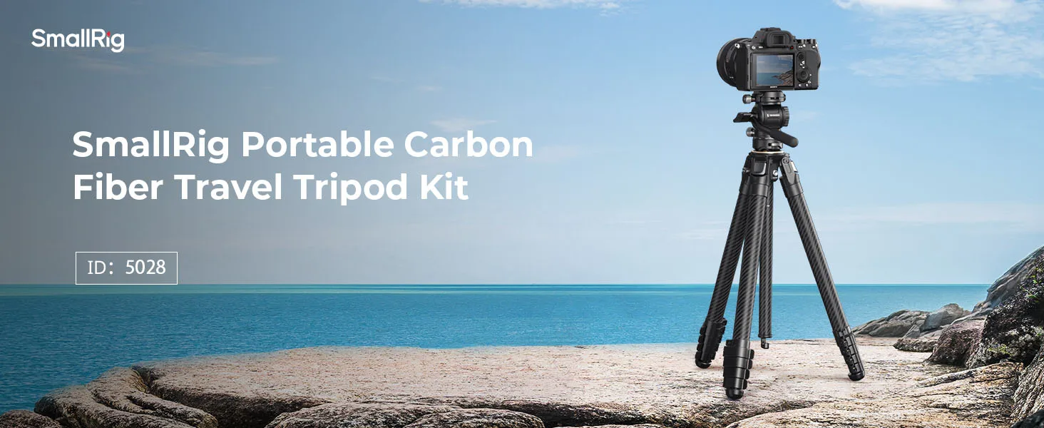 Portable Carbon Fiber Travel Tripod Kit with Tripod Head Short Center Column for